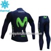 Completo Maglia Ciclismo + Calzamaglia 2017 Movistar Team Bambino N001 Winter Invernale